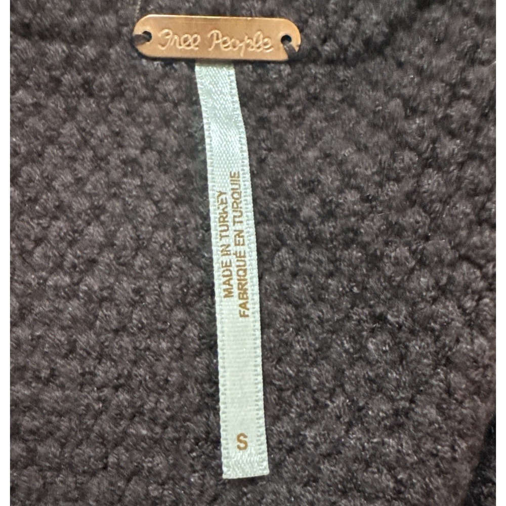 🤑Free People 🤎Brown Cable Knit V-Neck Button Up Sweater‎ Vest Top Small - Picture 5 of 5